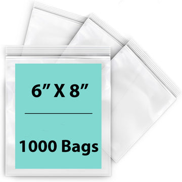 LDPE 2 mil Reclosable Zipper Poly Bags 6X8 inches 1000 Bags